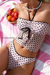 sweet-polka-dot-print-bandeau-two-piece-set