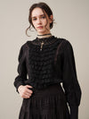 Stella 06 | Ruffled High-Neck Linen Blouse