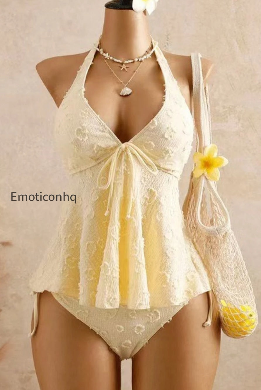 solid-ruffle-halter-two-piece-set