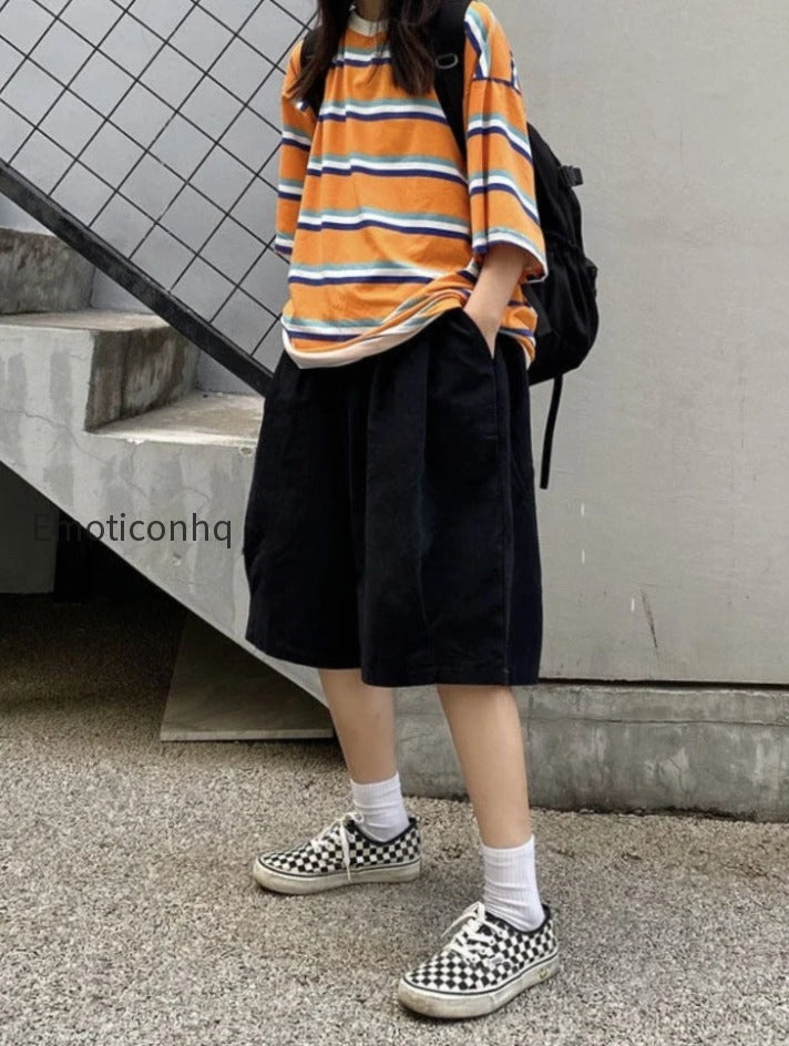 harajuku-oversize-khaki-cargo-shorts-japanese-style-streetwear-wide-leg-black-pant