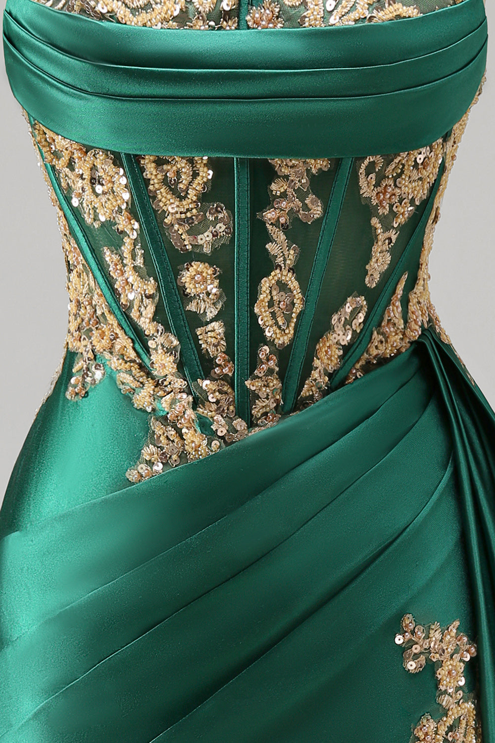 strapless-corset-ruched-short-sparkly-dark-green-appliqued-homecoming-dress-with-ruffles