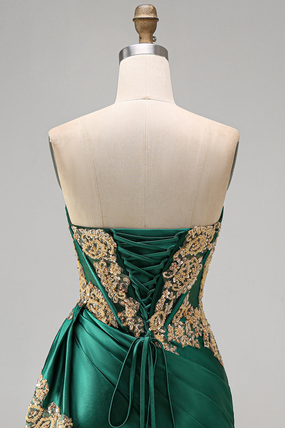 strapless-corset-ruched-short-sparkly-dark-green-appliqued-homecoming-dress-with-ruffles