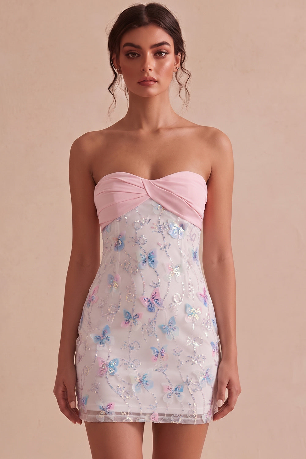 sparkly-pink-and-white-floral-tight-short-strapless-beaded-graduation-dress