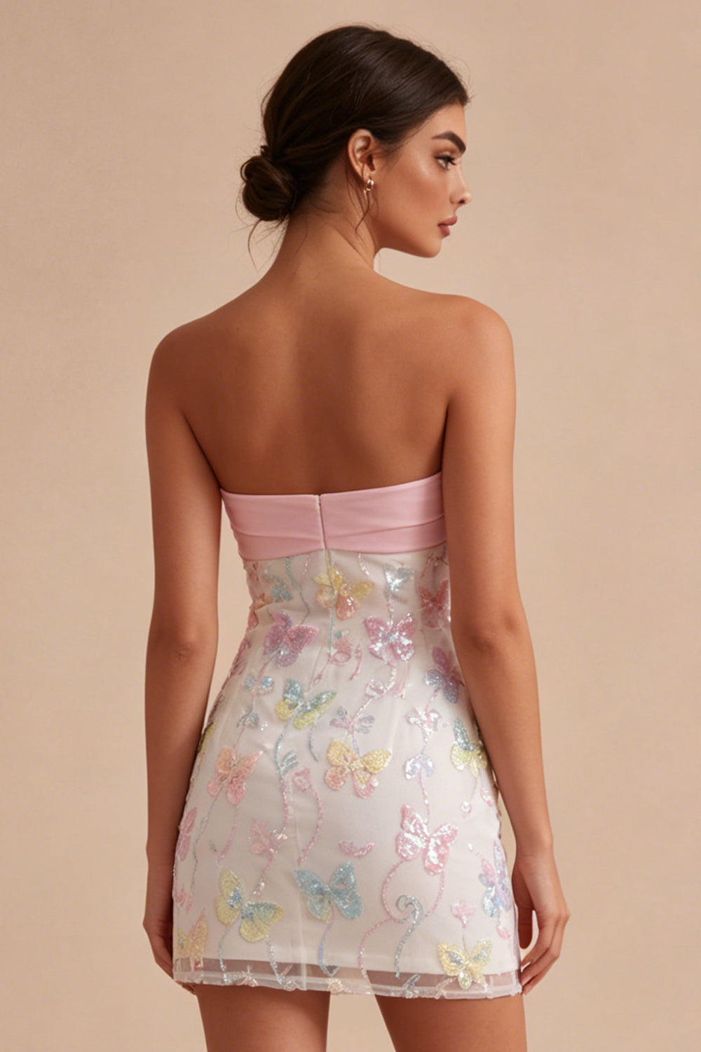 sparkly-pink-and-white-floral-tight-short-strapless-beaded-graduation-dress