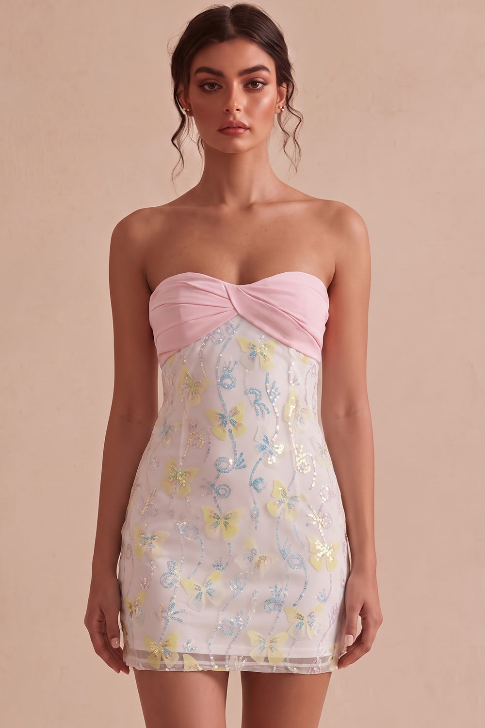 sparkly-pink-and-white-floral-tight-short-strapless-beaded-graduation-dress