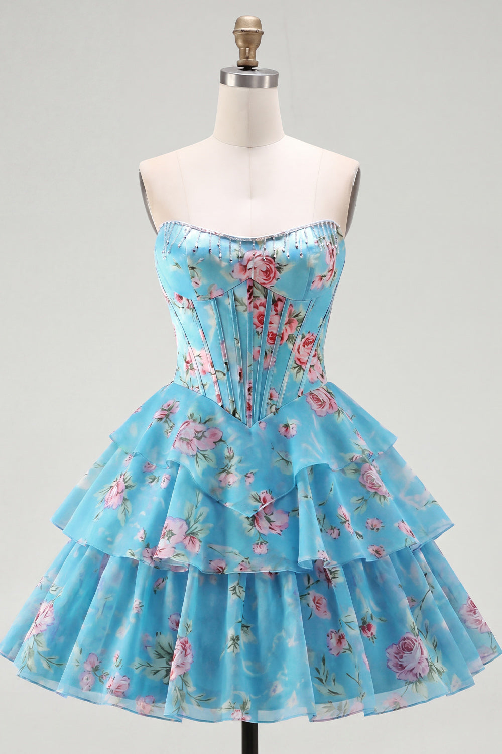 yellow-a-line-floral-corset-short-fringed-strapless-homecoming-dress-with-ruffles