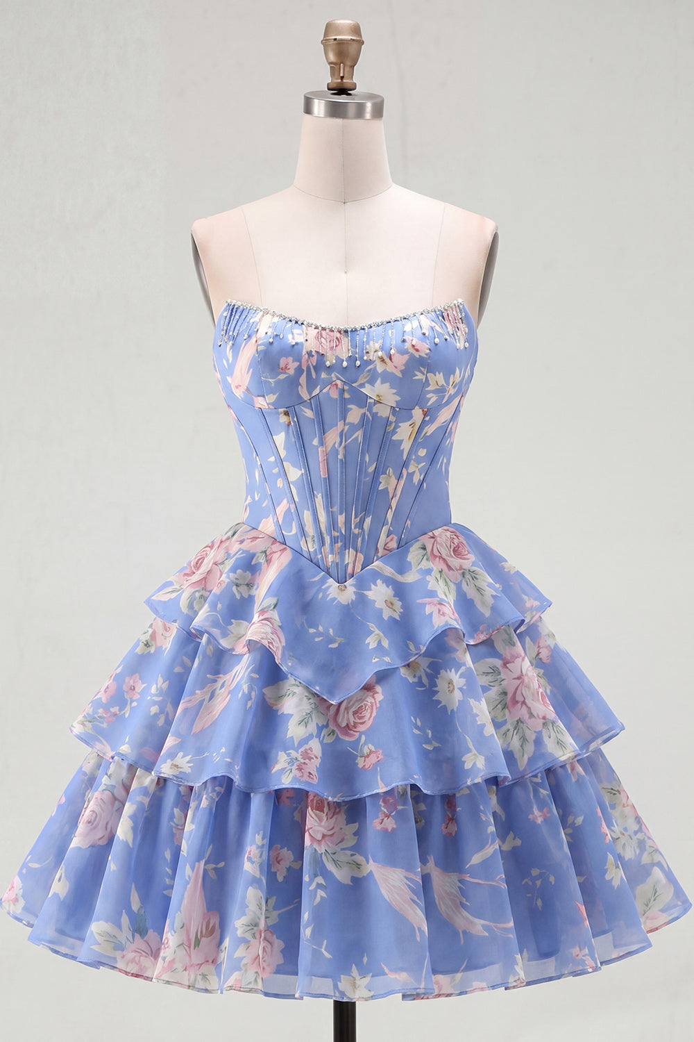 yellow-a-line-floral-corset-short-fringed-strapless-homecoming-dress-with-ruffles