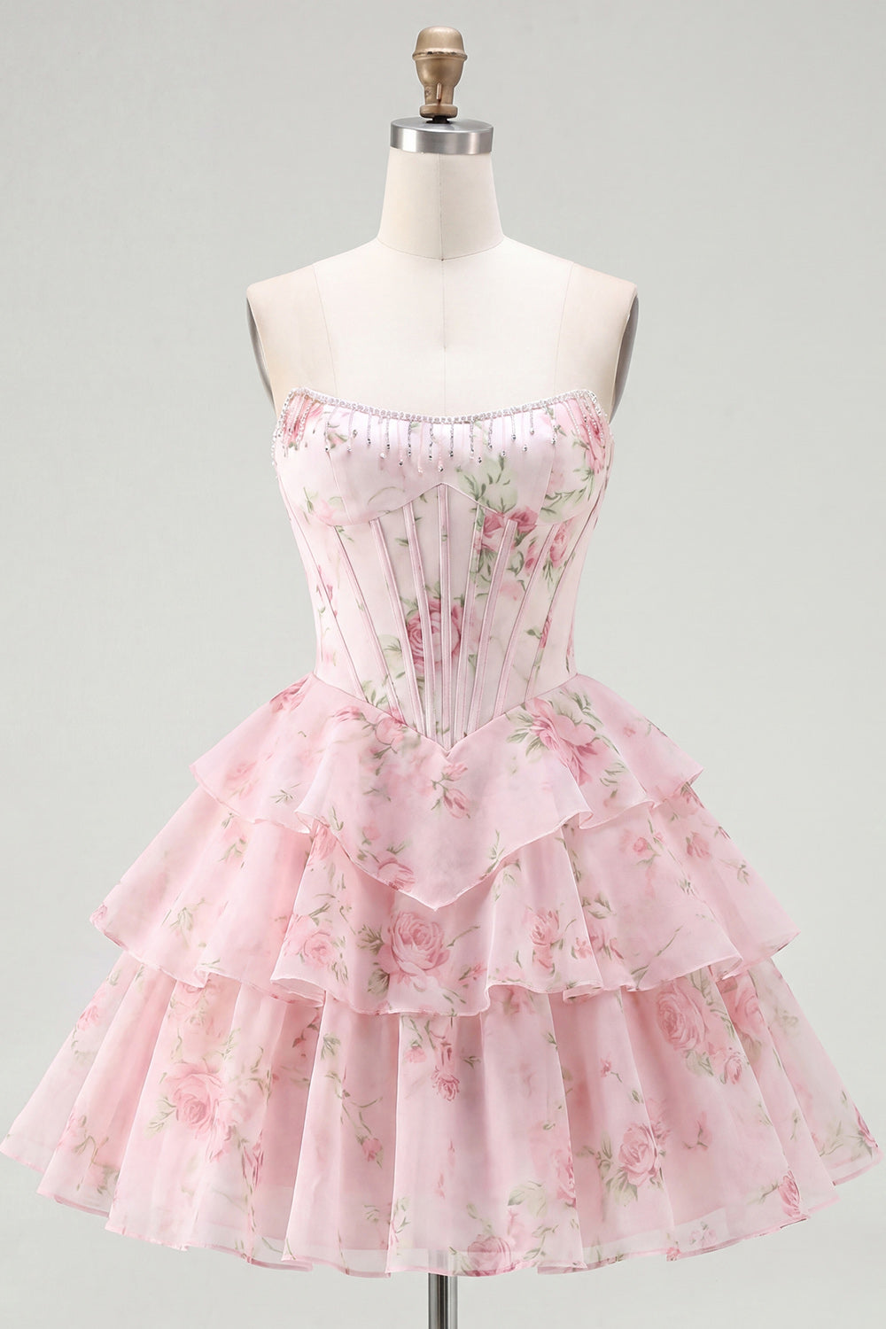 yellow-a-line-floral-corset-short-fringed-strapless-homecoming-dress-with-ruffles