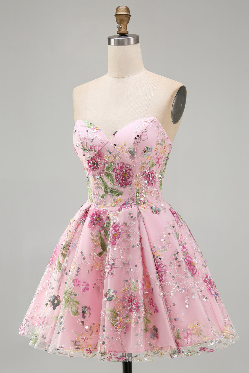 sparkly-pink-floral-beaded-a-line-short-strapless-homecoming-dress