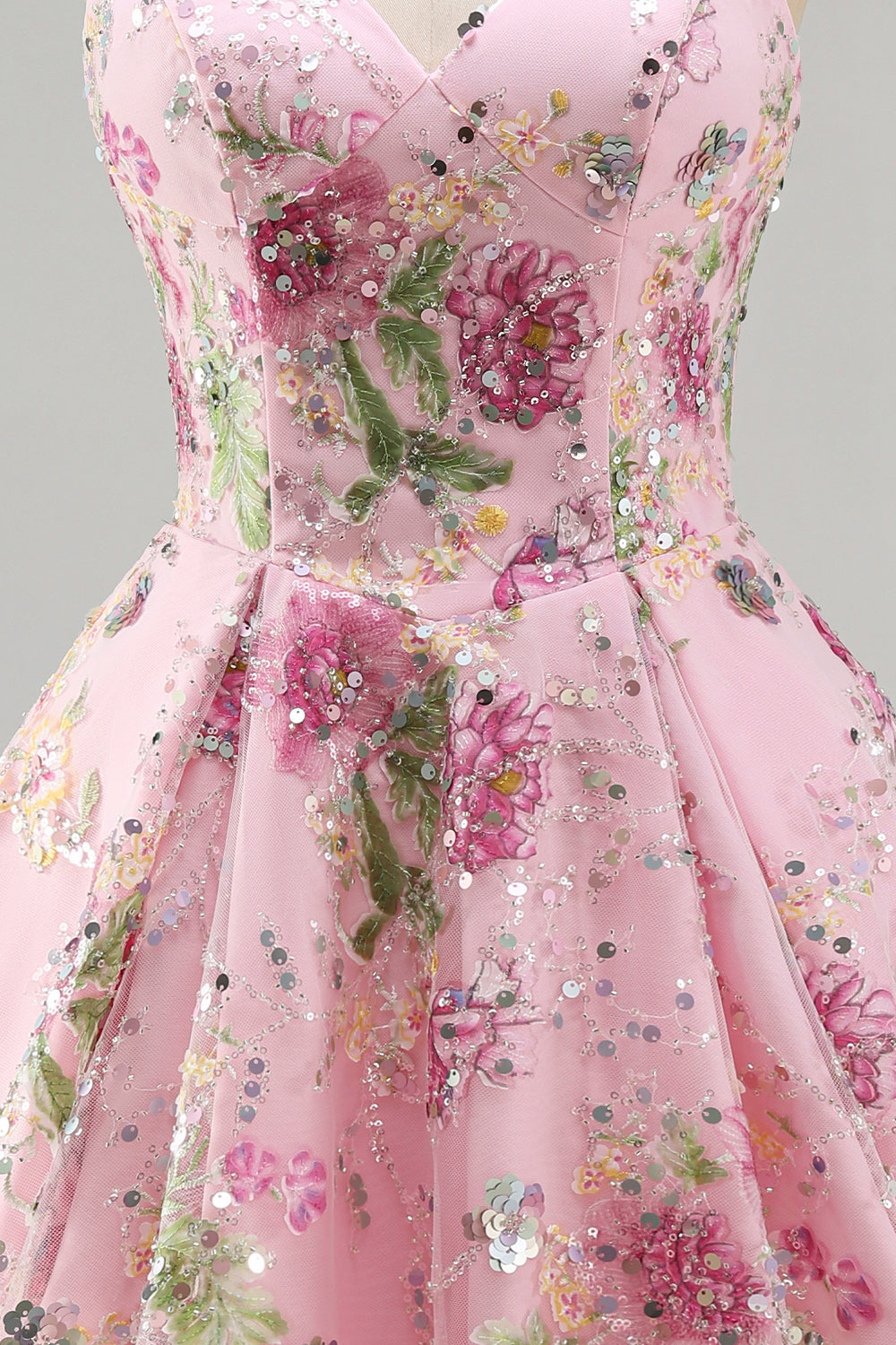 sparkly-pink-floral-beaded-a-line-short-strapless-homecoming-dress