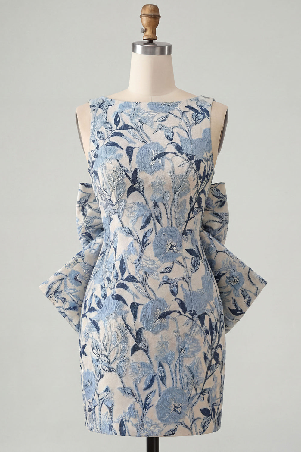 floral-pink-green-tight-boat-neck-short-homecoming-dress-with-bow