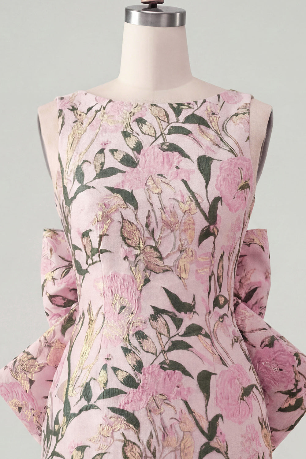 floral-pink-green-tight-boat-neck-short-homecoming-dress-with-bow