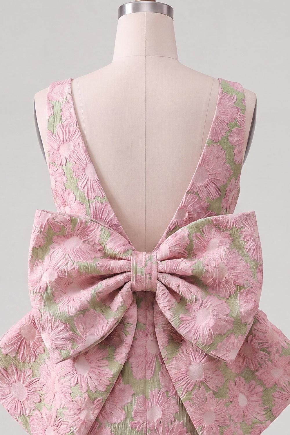 floral-pink-green-tight-boat-neck-short-homecoming-dress-with-bow