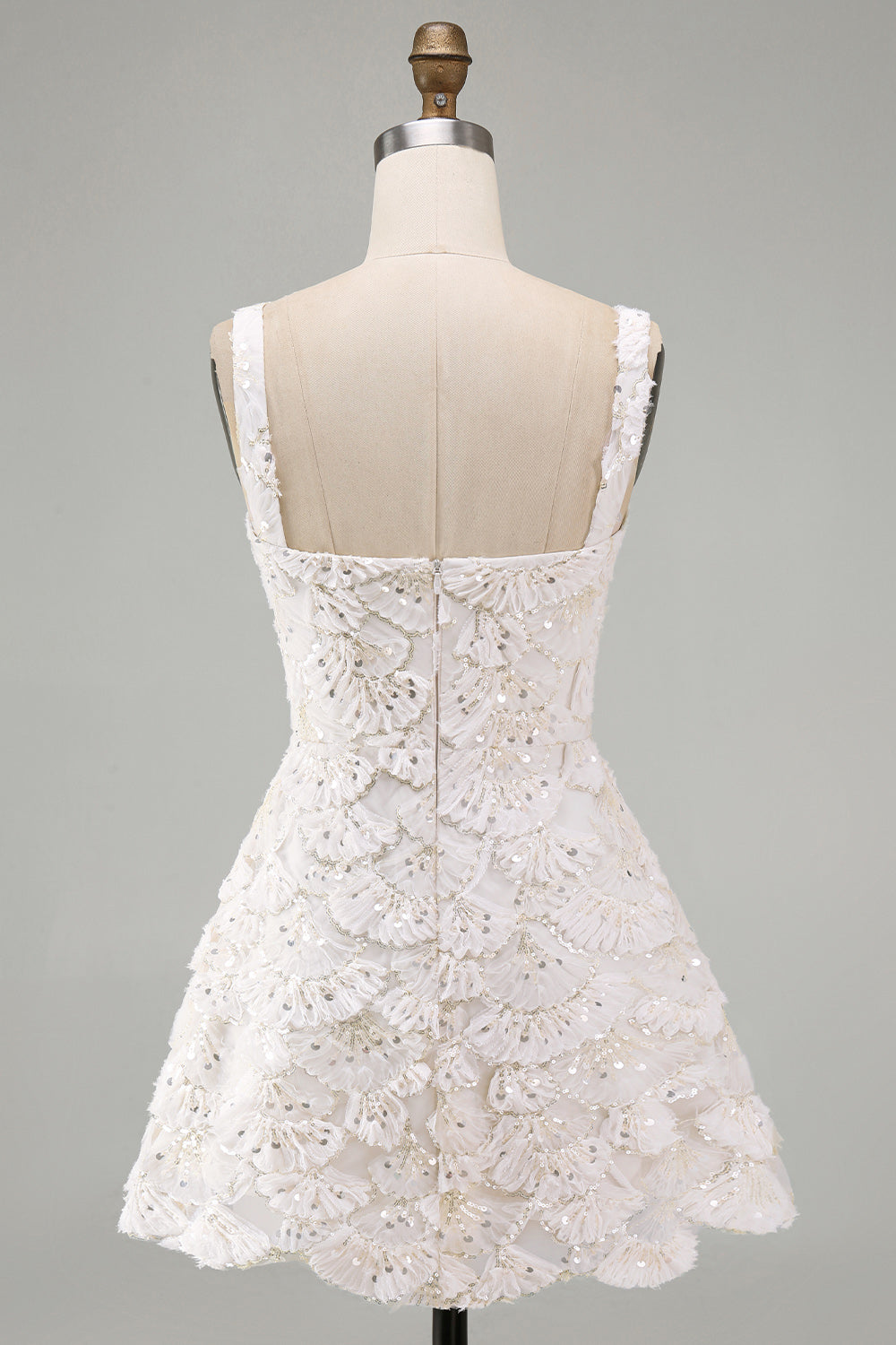ivory-sparkly-sequin-floral-tight-short-a-line-homecoming-dress