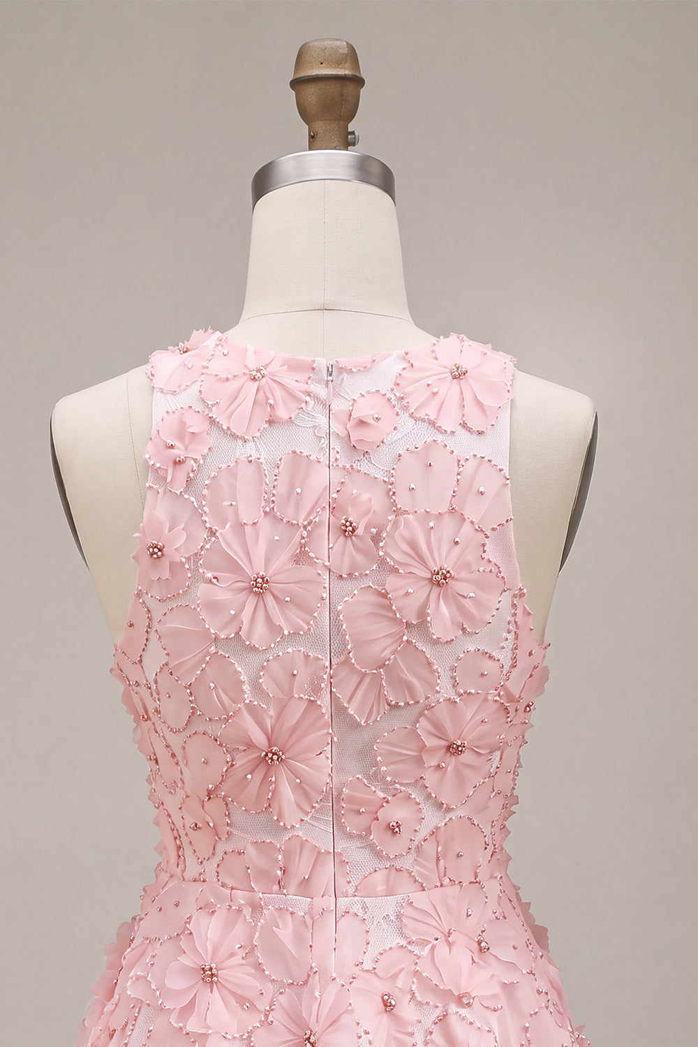 pink-floral-a-line-beaded-round-neck-short-homecoming-dress