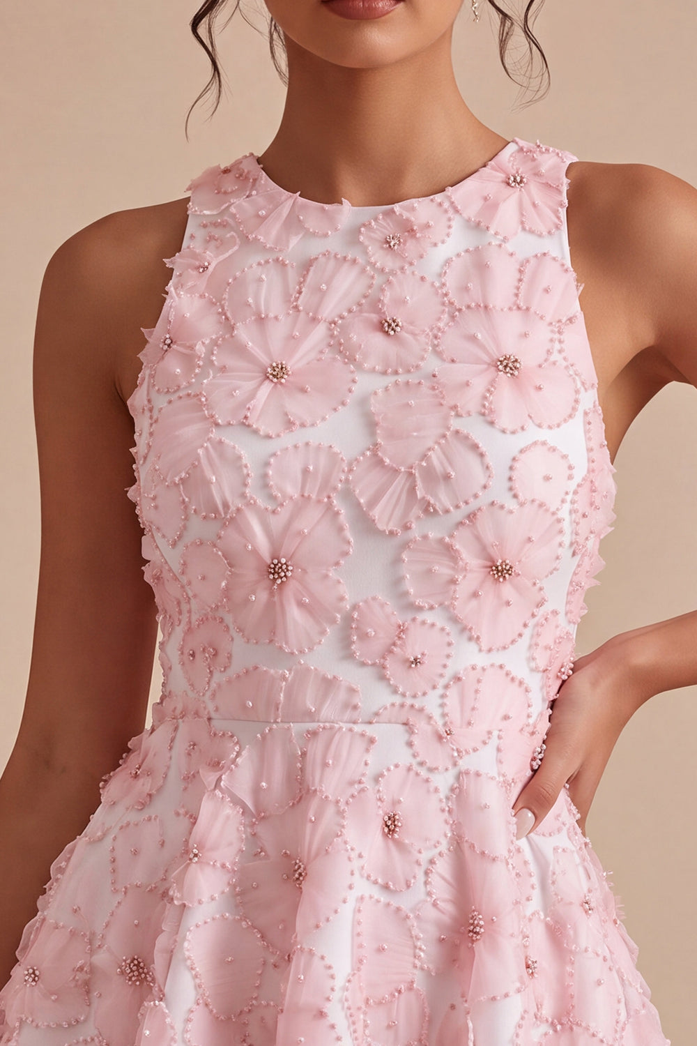 pink-floral-a-line-beaded-round-neck-short-homecoming-dress