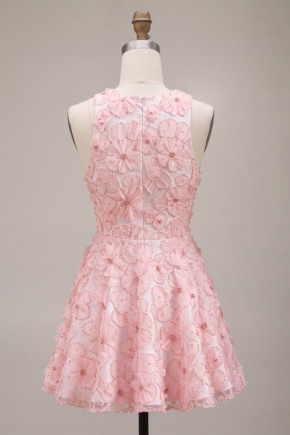 pink-floral-a-line-beaded-round-neck-short-homecoming-dress