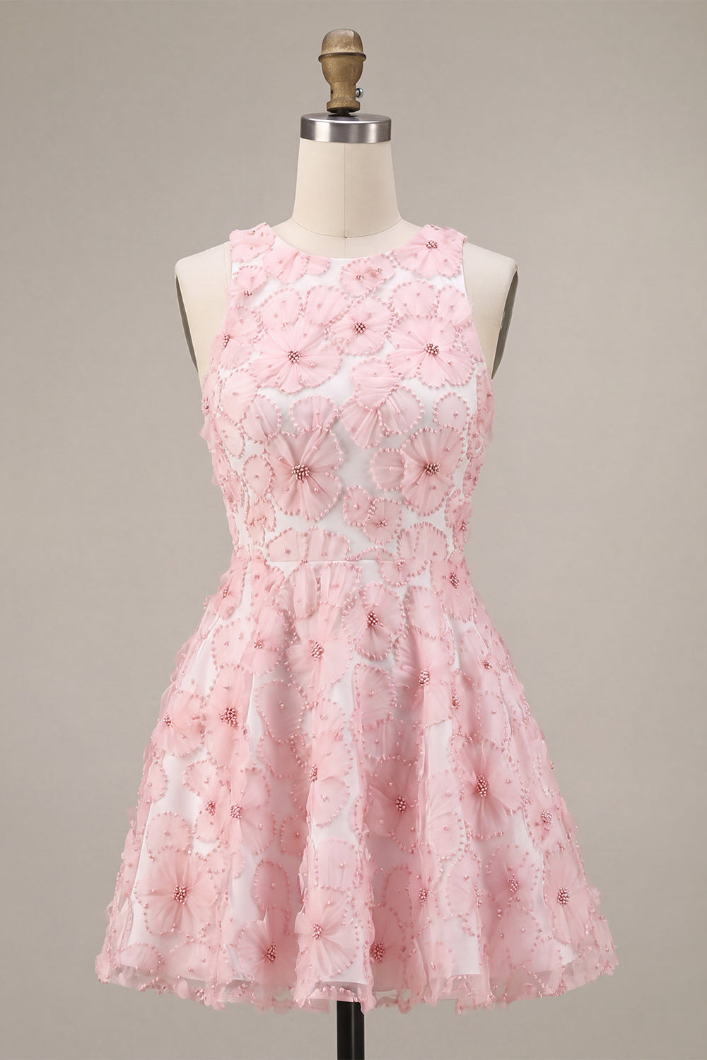 pink-floral-a-line-beaded-round-neck-short-homecoming-dress