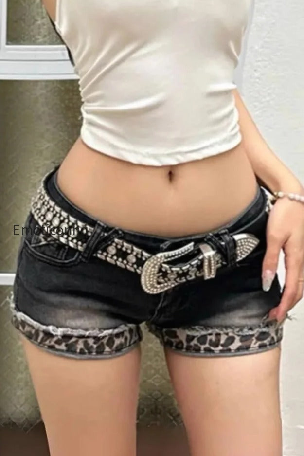 leopard-cuffed-low-rise-denim-shorts