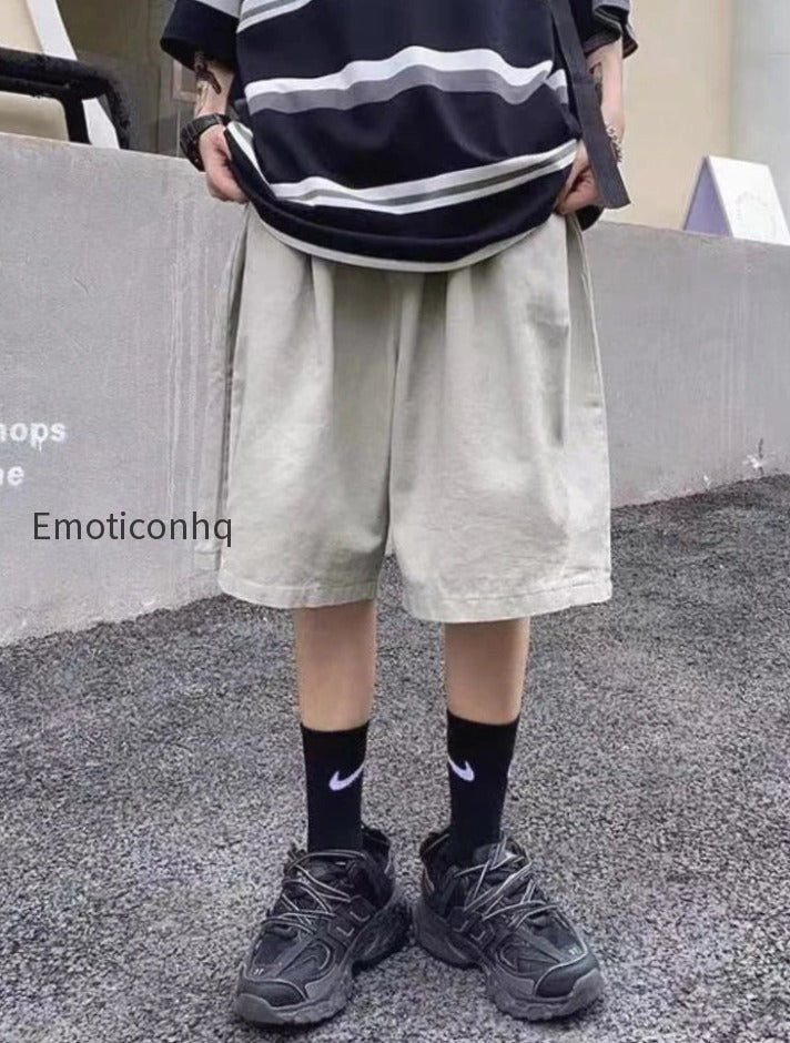 harajuku-oversize-khaki-cargo-shorts-japanese-style-streetwear-wide-leg-black-pant