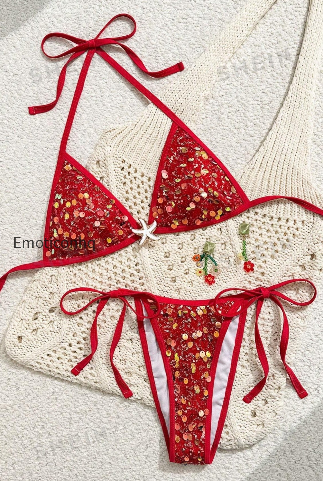 solid-starfish-sequin-bikini-set
