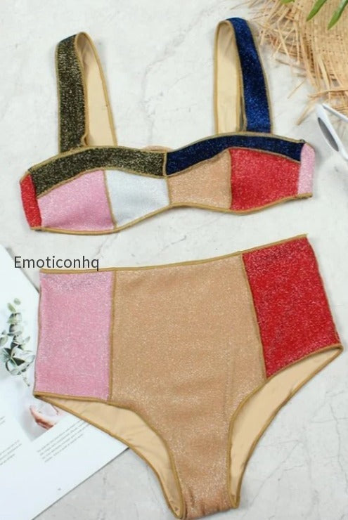 patchwork-gold-thread-bikini-set