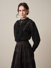 Stella 06 | Ruffled High-Neck Linen Blouse