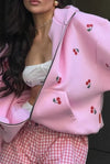 db-cherry-print-zip-up-hoodie