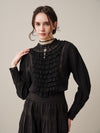 Stella 06 | Ruffled High-Neck Linen Blouse