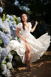 White Floral 27 | lace-up white blouse & maxi skirt