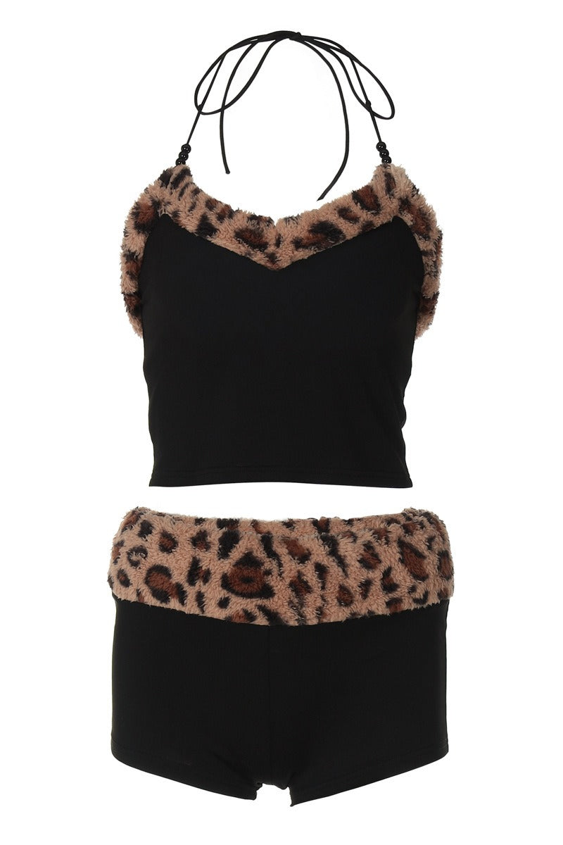 leopard-trim-cami-top-and-shorts-set