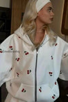 db-cherry-print-zip-up-hoodie