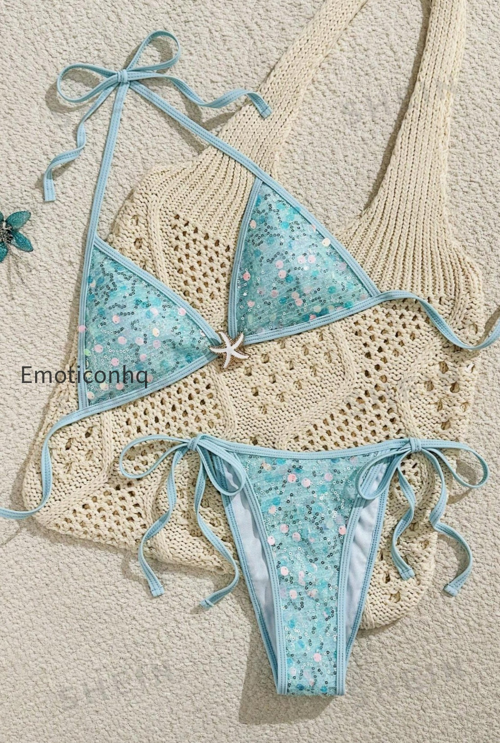 solid-starfish-sequin-bikini-set