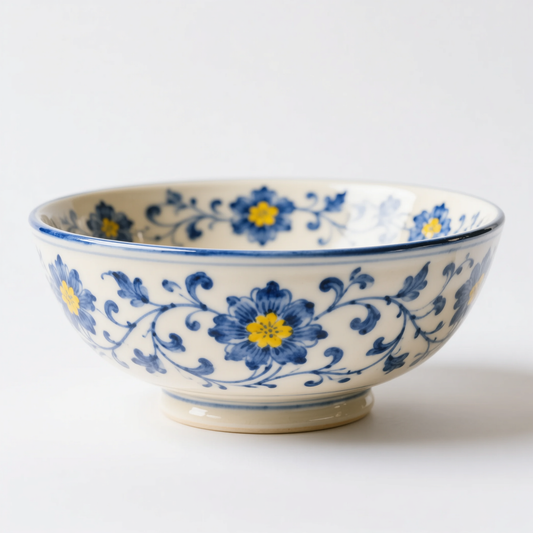 Delft Blossom Coupe Bowl – Blue & Cream Serving Bowl