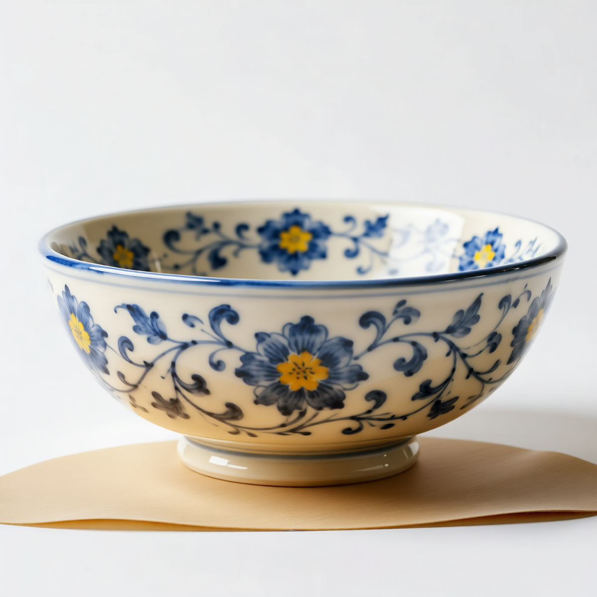 Delft Blossom Coupe Bowl – Blue & Cream Serving Bowl