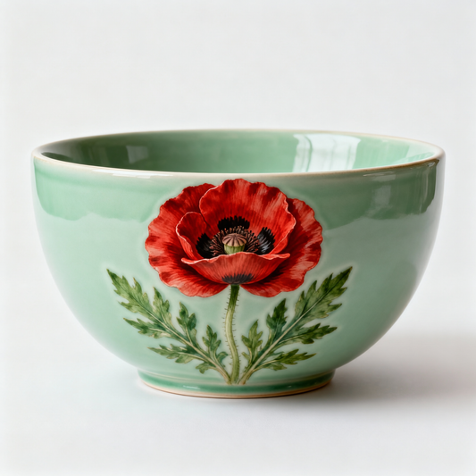 Mint Poppy Bowl – Botanical Serving Bowl