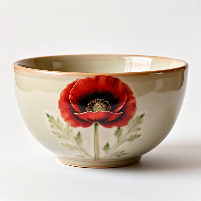 Mint Poppy Bowl – Botanical Serving Bowl