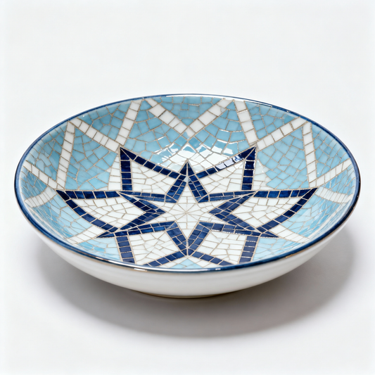 Blue Mosaic Bowl – Intricate Star Serving Bowl