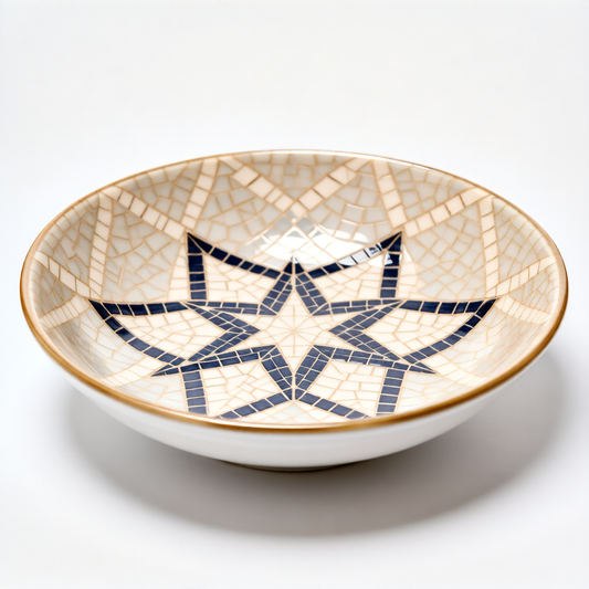 Blue Mosaic Bowl – Intricate Star Serving Bowl