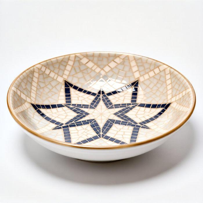 Blue Mosaic Bowl – Intricate Star Serving Bowl