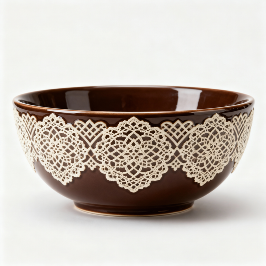 Brown Filigree Bowl – Lace Pattern Bowl