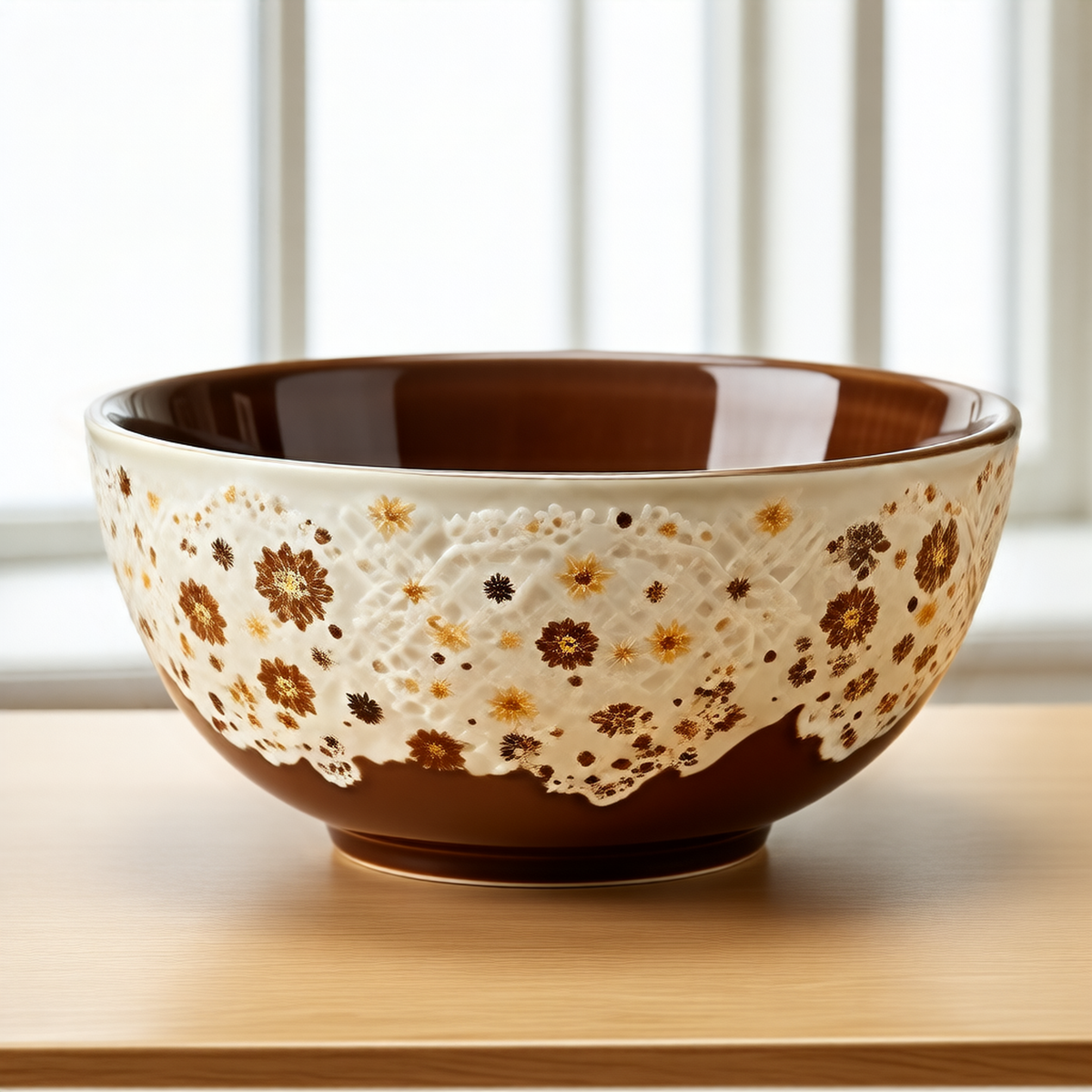Brown Filigree Bowl – Lace Pattern Bowl