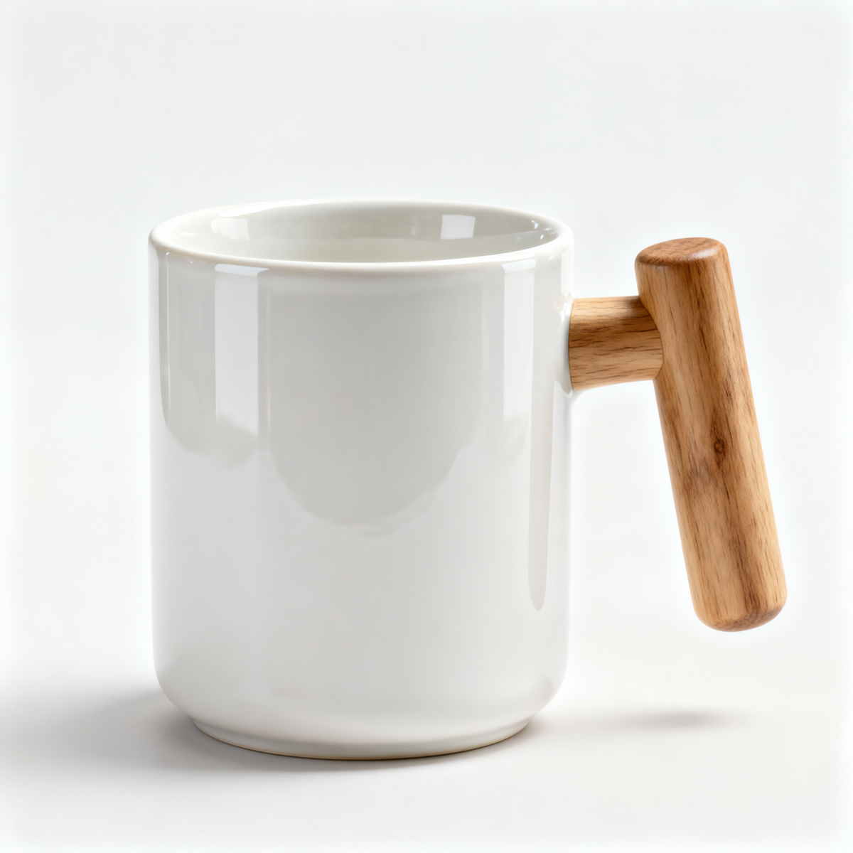 Wood Handle Ceramic Mug – Nordic Style Coffee Cup