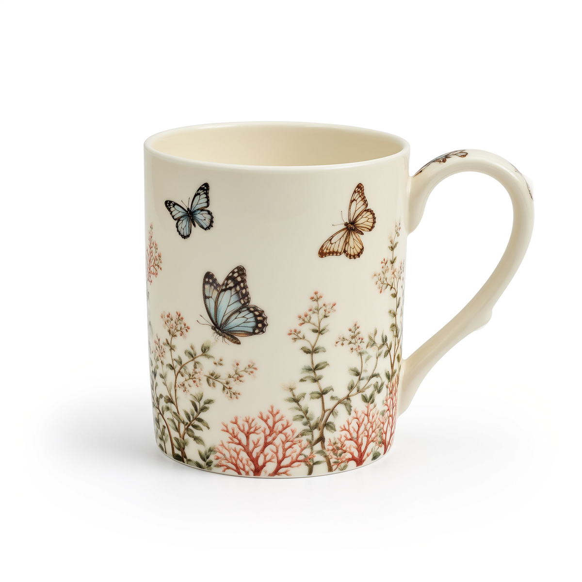 Butterfly Garden Ceramic Mug – Botanical Vine Cup