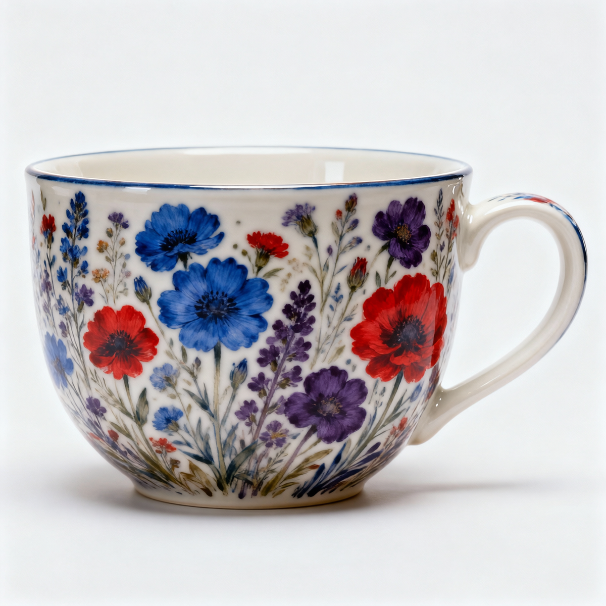 Wildflower Bouquet Ceramic Mug – Bowl Shape Cup