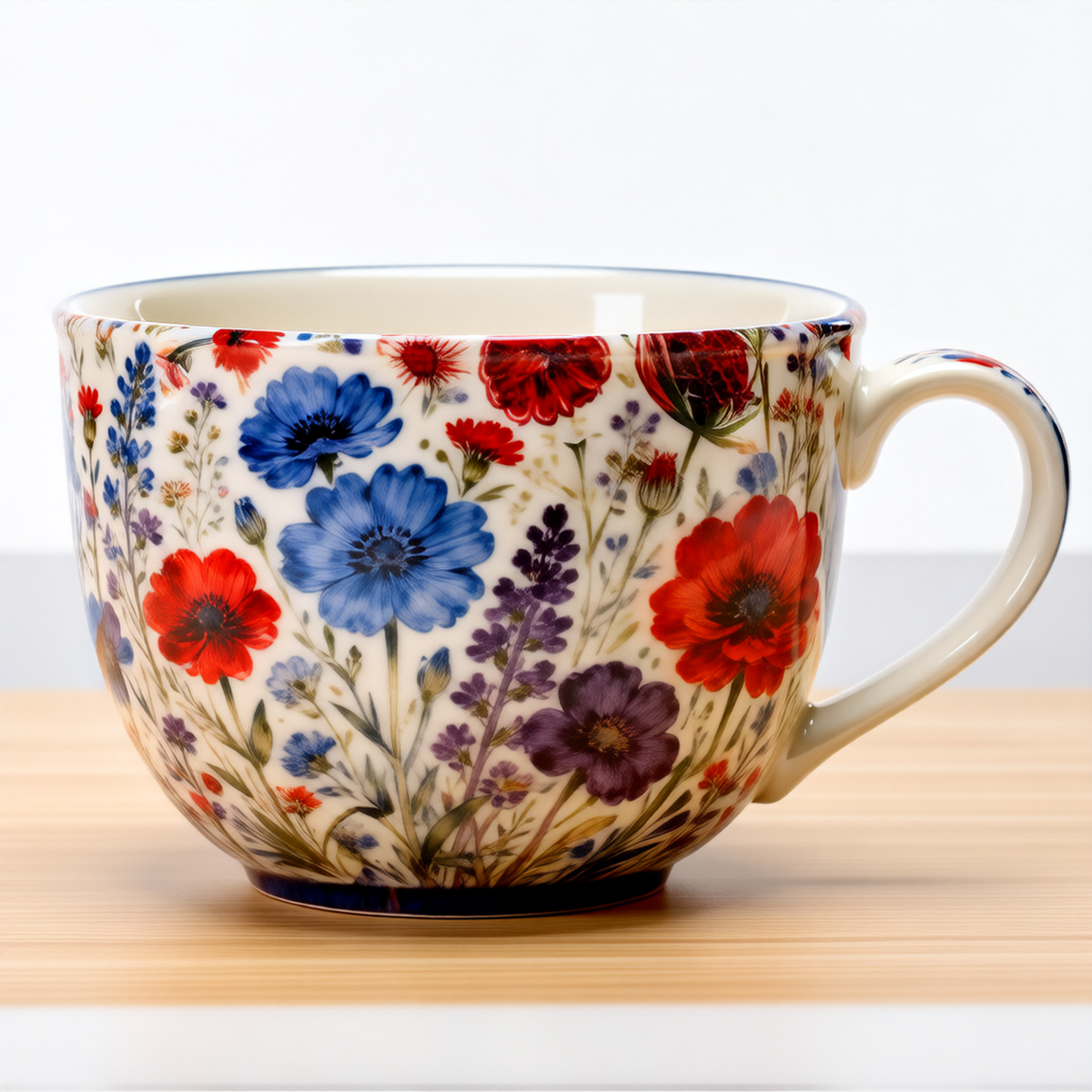 Wildflower Bouquet Ceramic Mug – Bowl Shape Cup