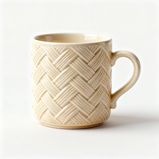 Herringbone Textured Ceramic Cup – Woven Pattern Mug