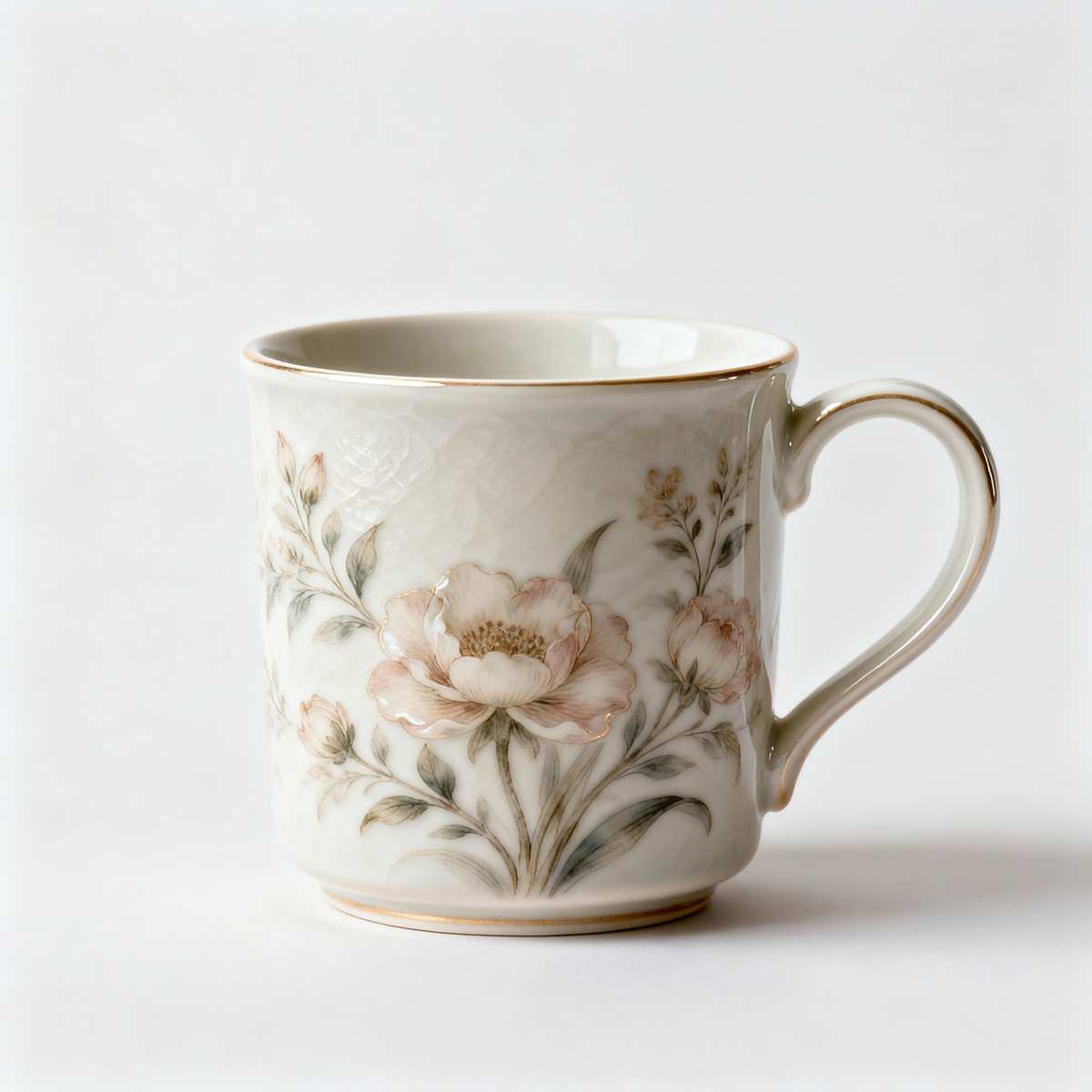 Yellow Floral Ceramic Cup – Botanical Mug