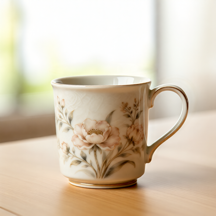 Yellow Floral Ceramic Cup – Botanical Mug