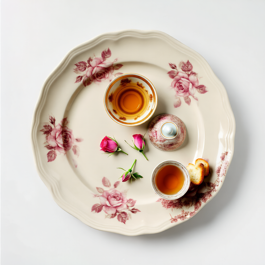 Bohemian Rose Ceramic Plate – Vintage Floral Tea Plate